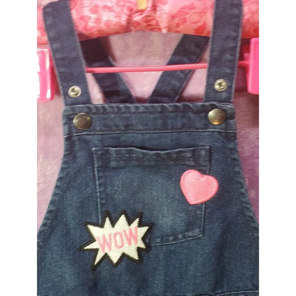 The Children's Place Emoji Patch Baby Girls' Shortall Story Blue 5T